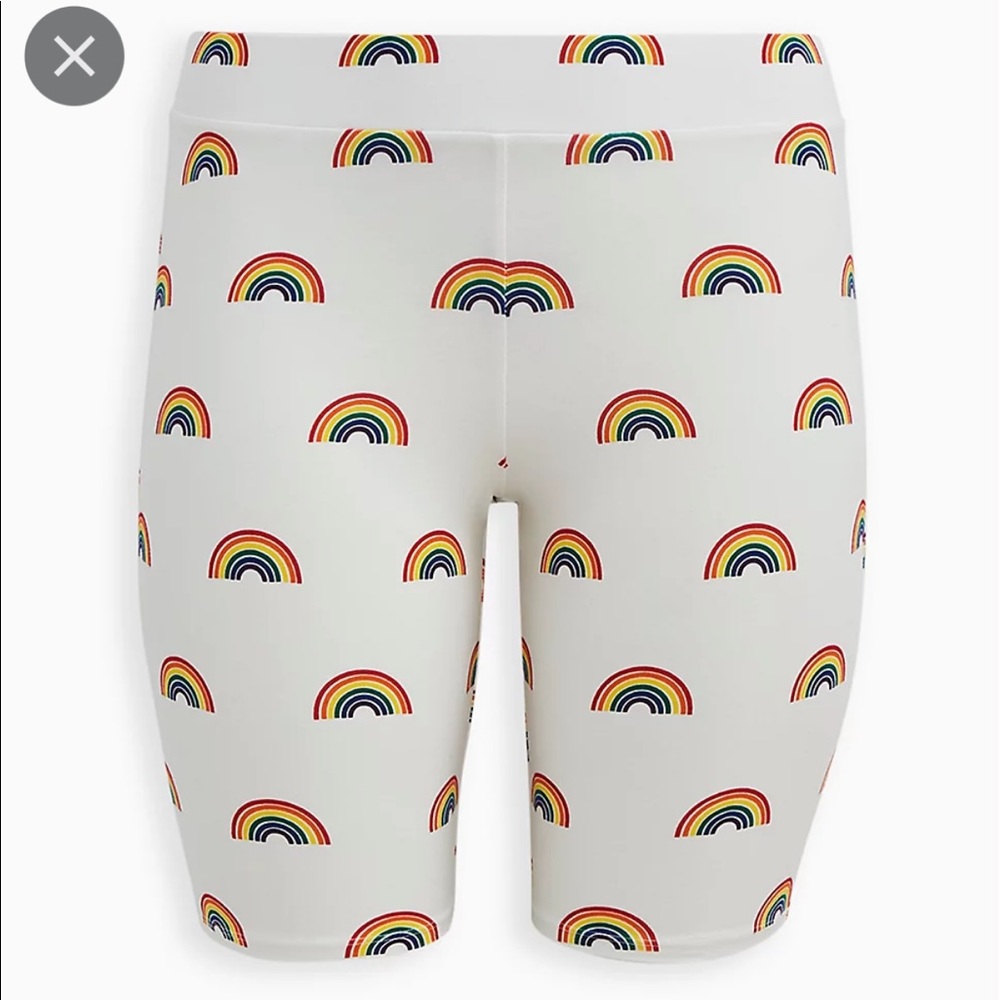 Torrid White Rainbow 1X Plus Size Celebrate Love Print Bike Short